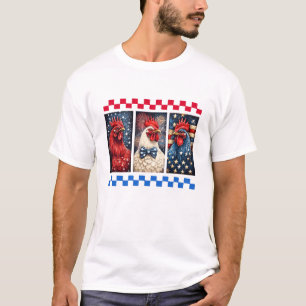 T-shirt Poulet Patriotique 4 juillet Coq Drapeau Américain