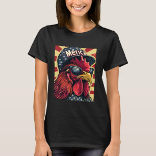 T-shirt Poulet patriotique cool Merica drapeau américain C
