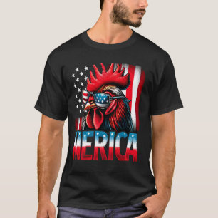 T-shirt Poulet Patriotique Drapeau USA Merica Poulet 4 Jui