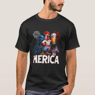 T-shirt Poulet patriotique Merica Drapeau USA Amoureux du 