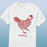 T-shirt Poulet personnalisé<br><div class="desc">Un design de poule pour les amateurs de poulet et de volaille,  les fermiers,  les petits porteurs et les murmures de poulet. Art original de Nic Squirrell. Modifiez le nom ou le texte à personnaliser.</div>