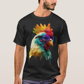 T-shirt poulet poulet lunettes de soleil vacances poulet f