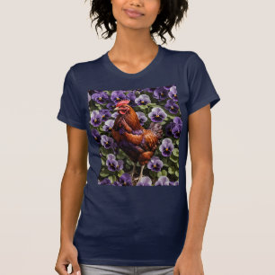 T-shirt Poulet Rhode Island Red Entouré de Viola
