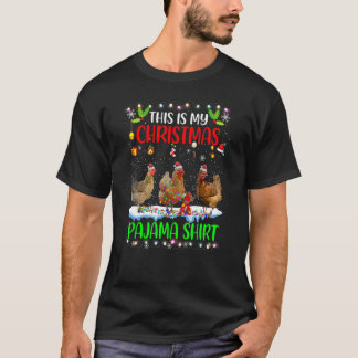 T-shirt Poulet Santa Hat Lumières C'Est Mon Paja De Noël