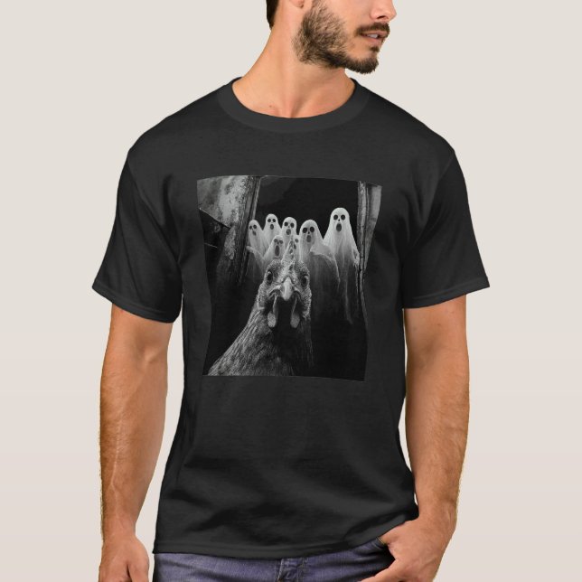 T-shirt Poulet Selfie Avec Fantômes Drôle De Poulet Hallow (Devant)