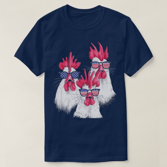 T-shirt Poulet USA Drapeau drôle Amateurs de poulets Maman (Design devant)