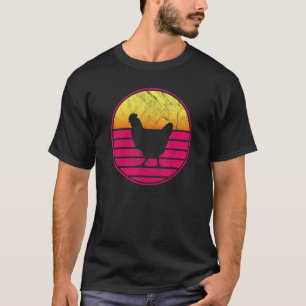T-shirt Poulet Vintage Sunset Rétro Mignon Femme Poulet