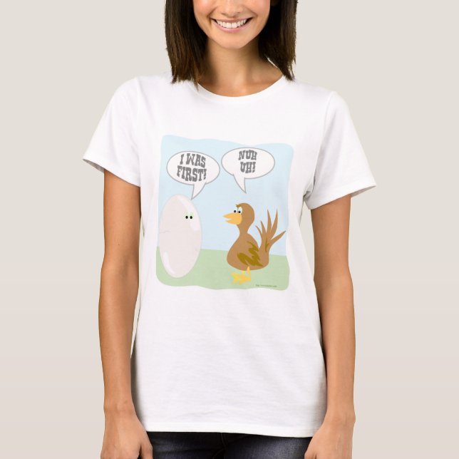 T-shirt Poulet Vs Oeuf Drôle Animaux Dessin Dessin (Devant)