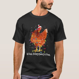 T-shirt Poulet Xmas Lights Ça va bien Tout va bien Noël