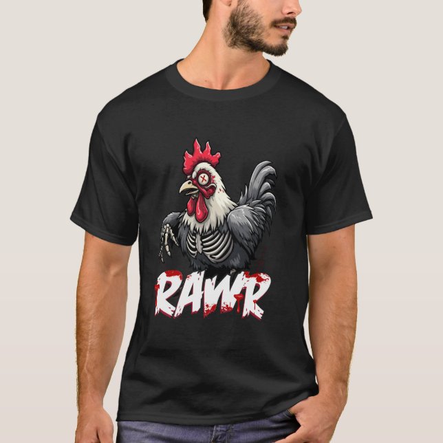 T-shirt Poulet Zombie, Rooster Dystopian Déplaisant (Devant)
