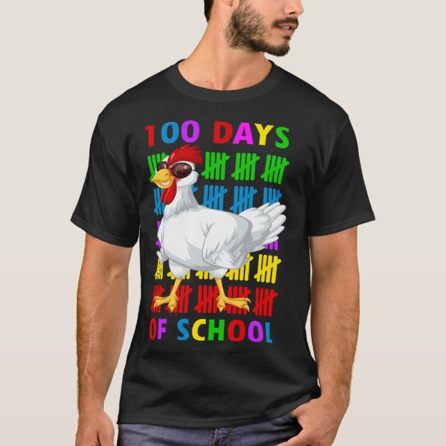 T-shirt poulets 100 jours d'école 100e jour d'école (Devant)