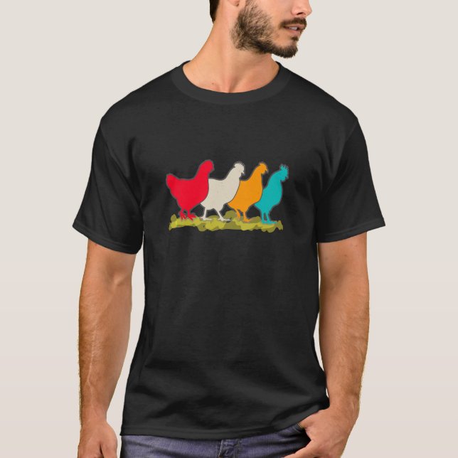 T-shirt Poulets De Différentes Couleurs (Devant)