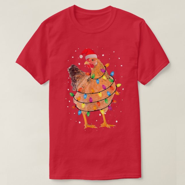 T-shirt Poulets de Noël moche Santa Hat Lights Sweater Xm (Design devant)