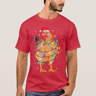 T-shirt Poulets de Noël moche Santa Hat Lights Sweater Xm