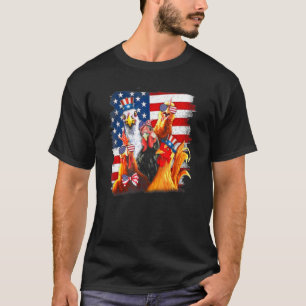 T-shirt Poulets Drapeau Américain 4 juillet Indépendance A