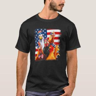T-shirt Poulets Drapeau Américain 4 Juillet Indépendance A