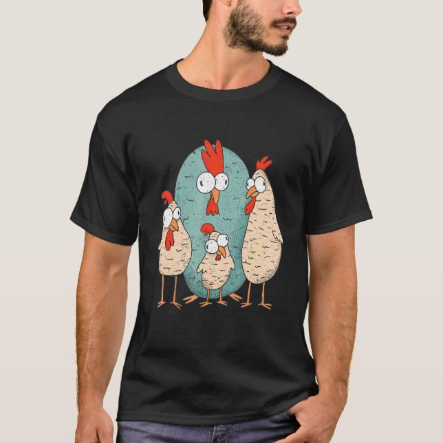 T-shirt poulets fous oeufs poulets père mère animaux  (Devant)