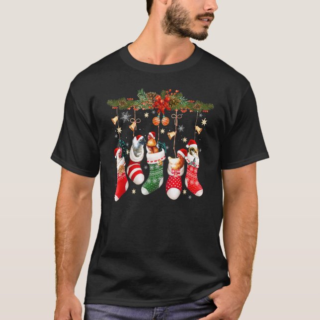T-shirt Poulets Mignons Dans Chaussette De Noël Chapeau De (Devant)