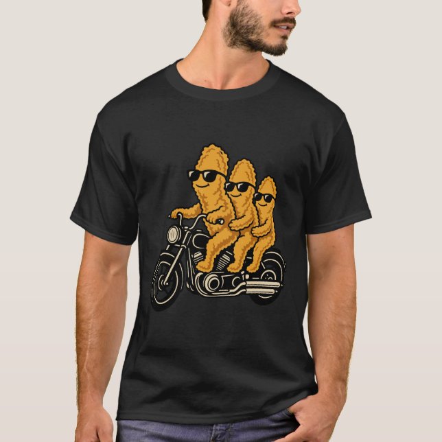 T-shirt Poulets nuggets drôles à moto (Devant)