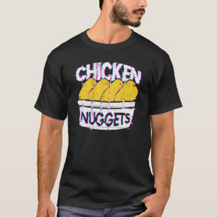 T-shirt Poulets Nuggets Pixelisés Glitchés Vaporwave