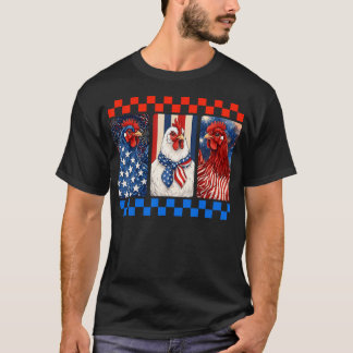 T-shirt Poulets Patriotiques Drôles Drapeau Usa 4 Juillet