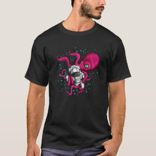 T-shirt Poulpe Alien Tient Cosmonaute Astronaute Poisson d