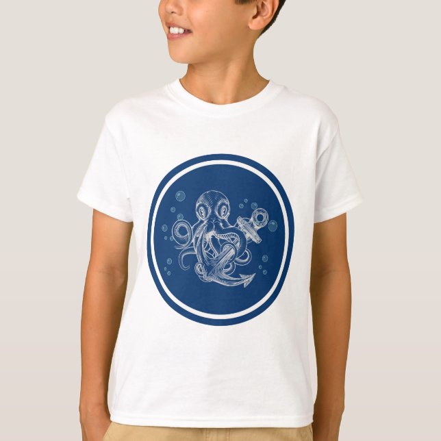 T-shirt Poulpe avec ancre (Devant)