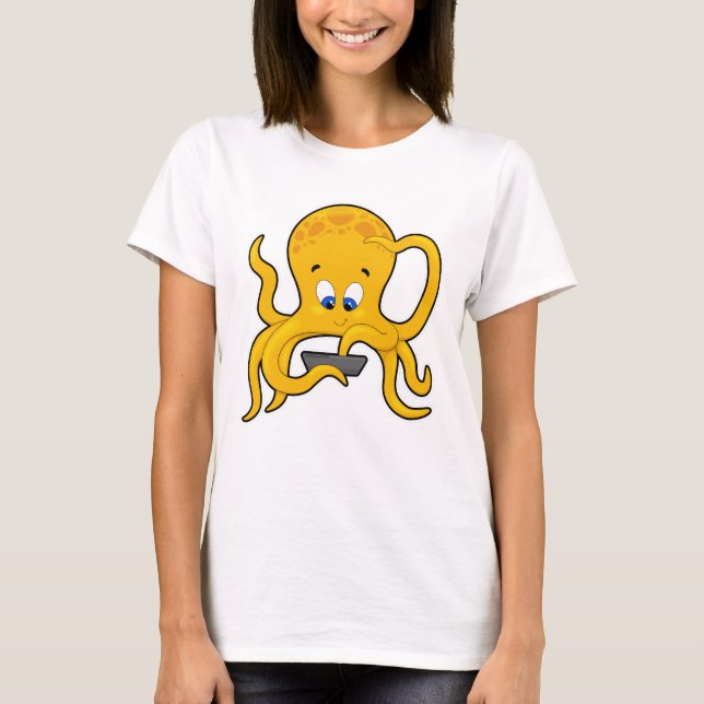 T-shirt poulpe avec ordinateur portable (Devant)