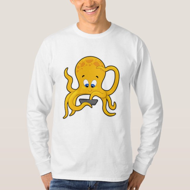 T-shirt poulpe avec ordinateur portable (Devant)