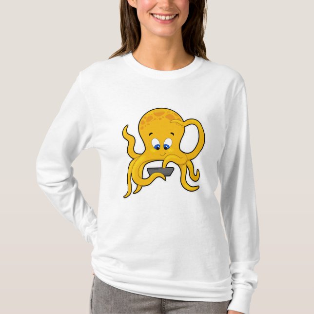 T-shirt poulpe avec ordinateur portable (Devant)