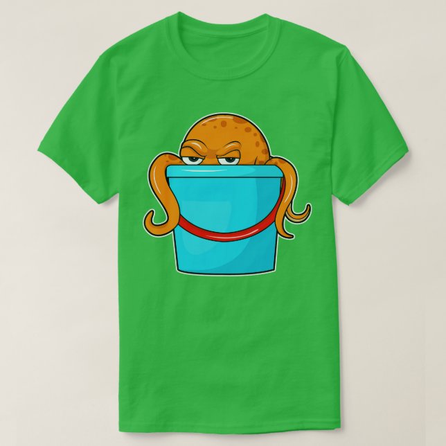 T-shirt poulpe avec seau (Design devant)