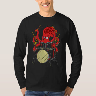 T-shirt Poulpe batteur baguette de tambour jouant tambour