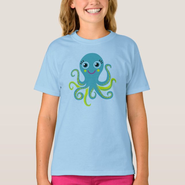 T-shirt Poulpe bleu et jaune (Devant)
