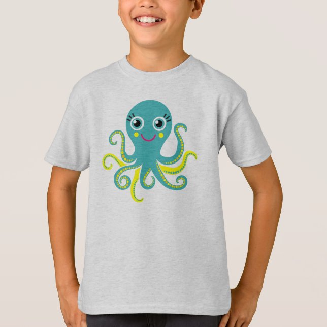 T-shirt Poulpe bleu et jaune (Devant)