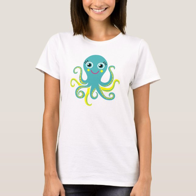T-shirt Poulpe bleu et jaune (Devant)
