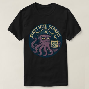 T-shirt Poulpe de pirate drôle rôti au rhum