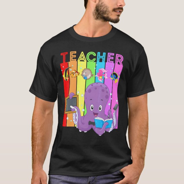 T-shirt Poulpe Enseignant Professeur Animalier Enseignant  (Devant)