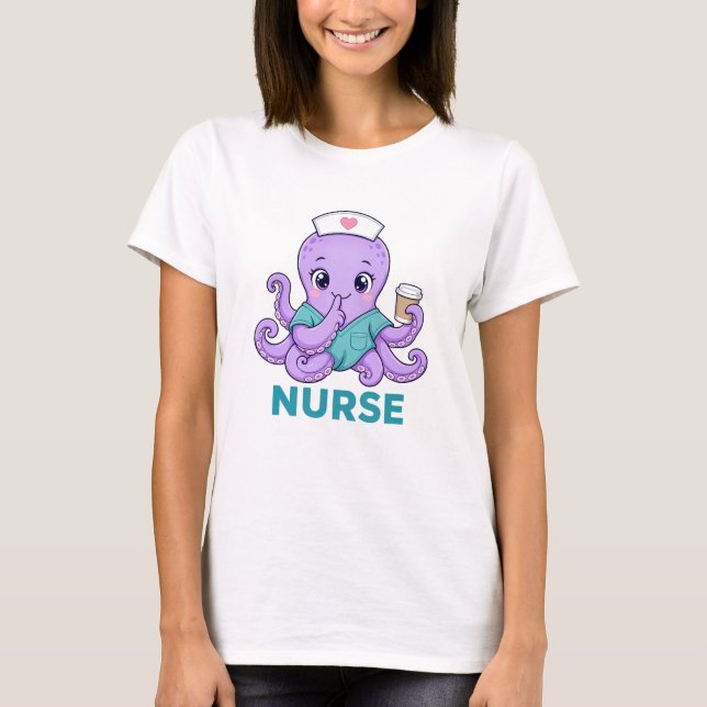 T-shirt Poulpe Infirmière Mignonne (Devant)