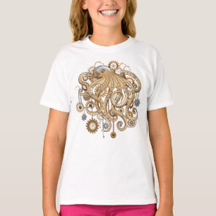 T-shirt Poulpe Steampunk Rétro Fantastique Mécanique
