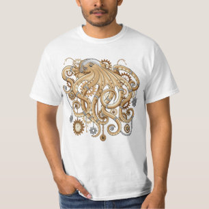 T-shirt Poulpe Steampunk Rétro Fantastique Mécanique