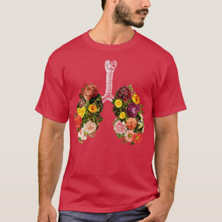 T-shirt Poumons de fleurs printanières respirantes Noir pa