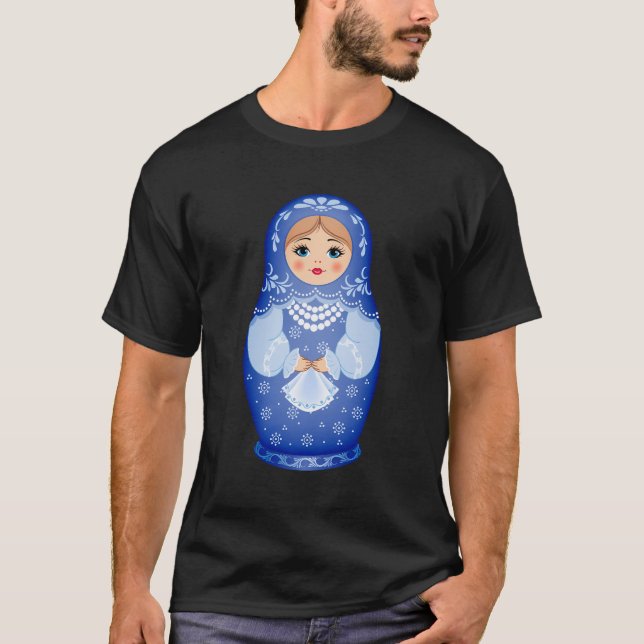 T-shirt Poupée de nidification russe Blue Matryoshka (Devant)