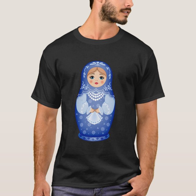 T-shirt Poupée de nidification russe Blue Matryoshka (Devant)