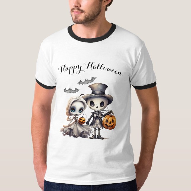 T-shirt Poupée fantôme éffrayante et Halloween squelette (Devant)