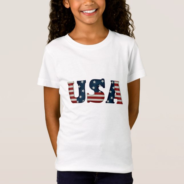 T-shirt poupée fille USA (Devant)