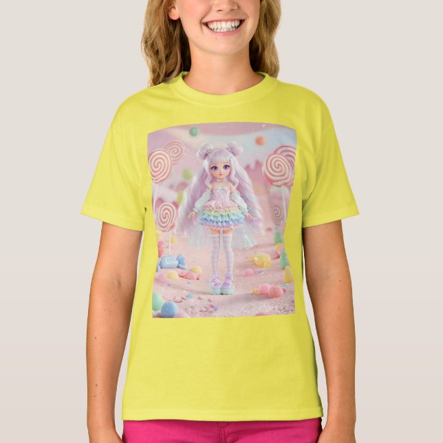 T-shirt Poupée Rainbow Lollipop Kawaii (Devant)