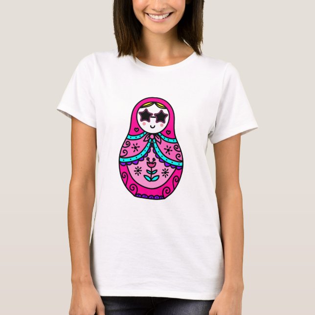 T-shirt poupée russe rose (Devant)