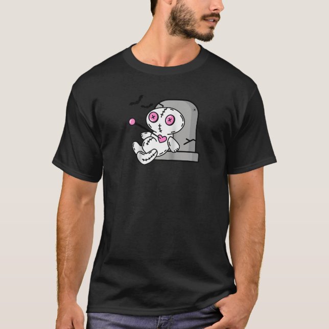 T-shirt Poupée vaudou Gote Goth Halloween Éffrayant Emo ro (Devant)