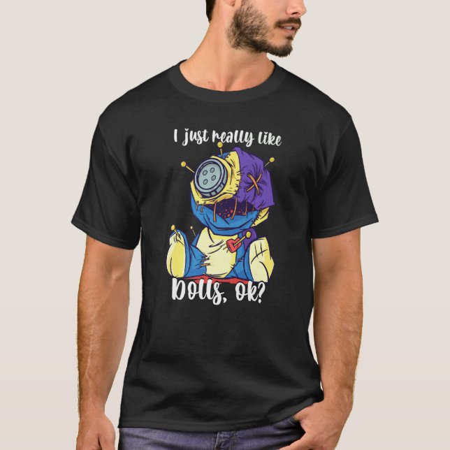 T-shirt Poupée Voodoo J'Aime Vraiment Poupées Voodoo (Devant)