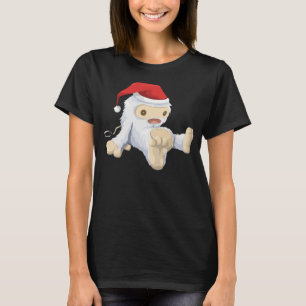 T-shirt Poupée Yeti de Noël portant un chapeau de Père Noë